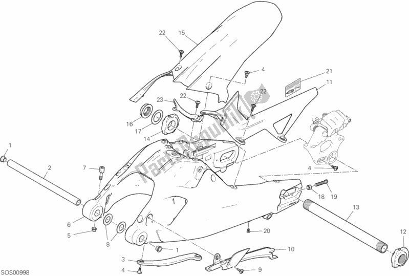 Tutte le parti per il Forcellone del Ducati Multistrada 950 S Touring 2019